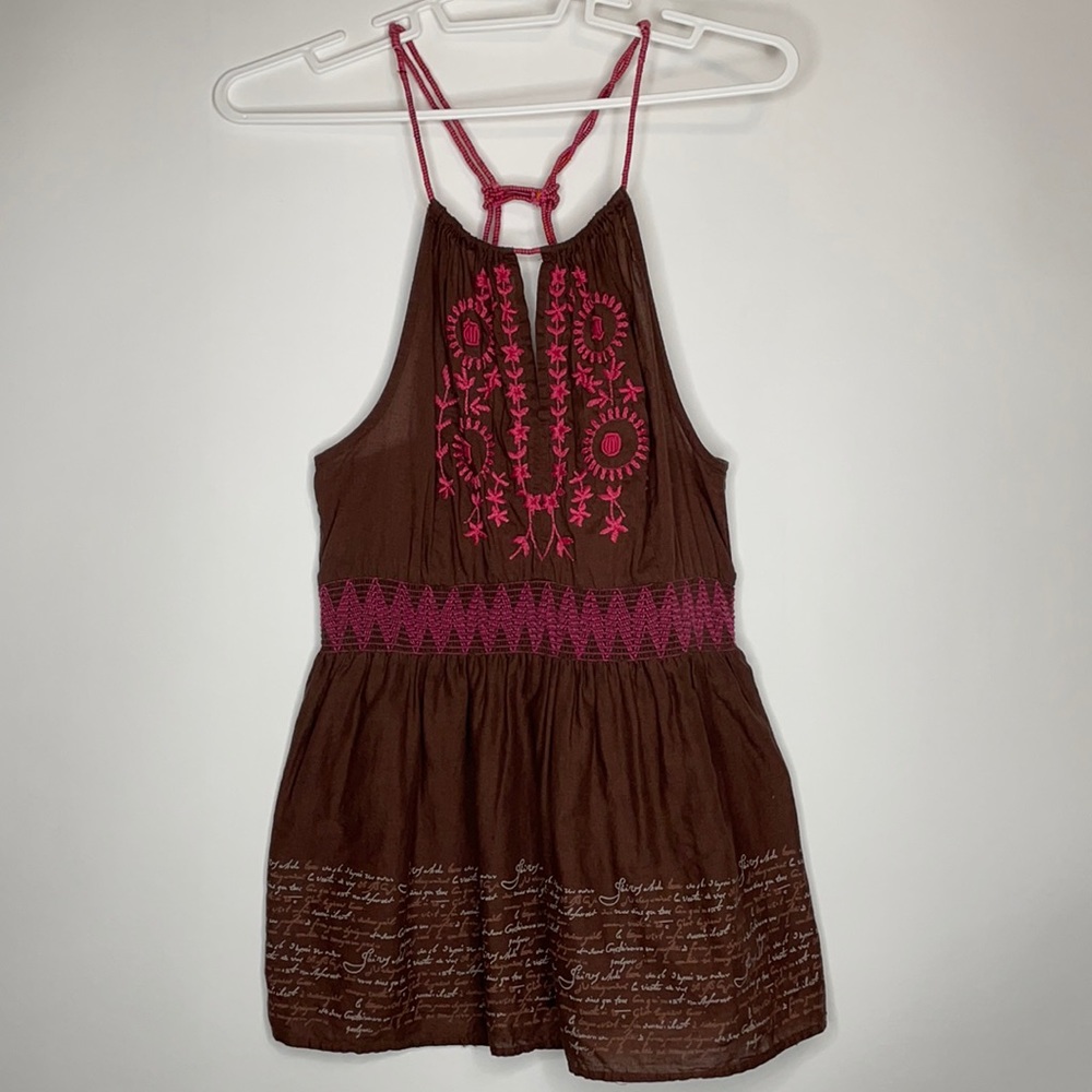 Free People Size S/M Embroidered Tank Top
